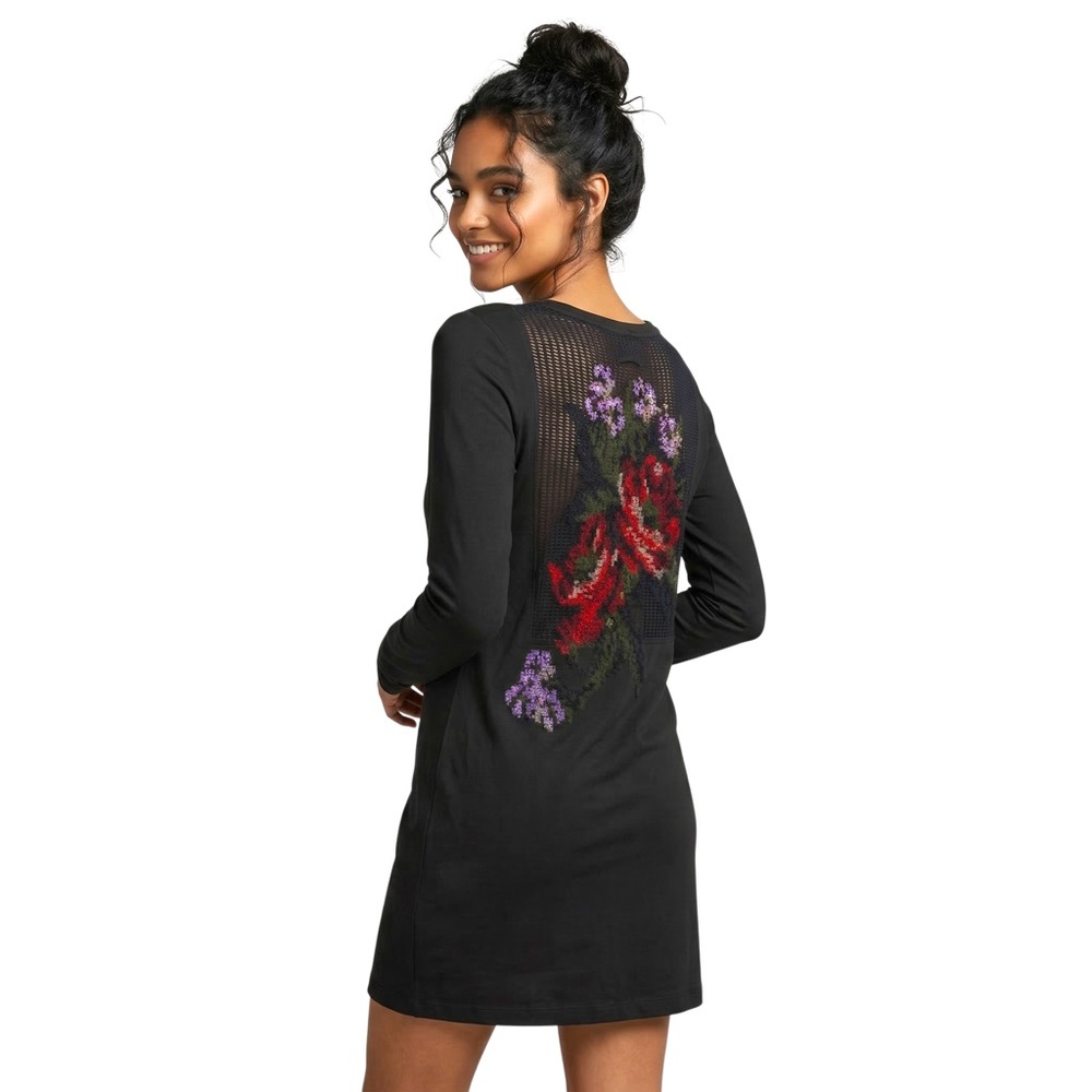 JEAN PAUL GAULTIER Fuzzi Knit Floral Embroidered Mesh Sweater Mini Dress - Picture 4 of 16